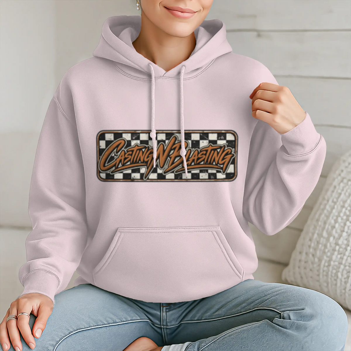 Light Pink - Women 39 s Checkered CB Hoodie