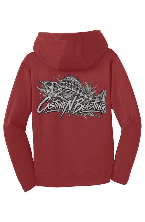 Deep Red - Women' Fleece Hooded Pullover